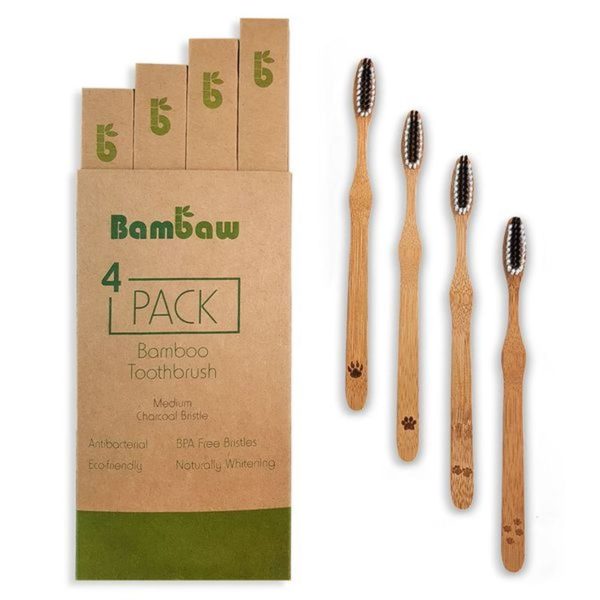 Bambaw bambuszfogkefe szett 4 db-os papírdobozban
